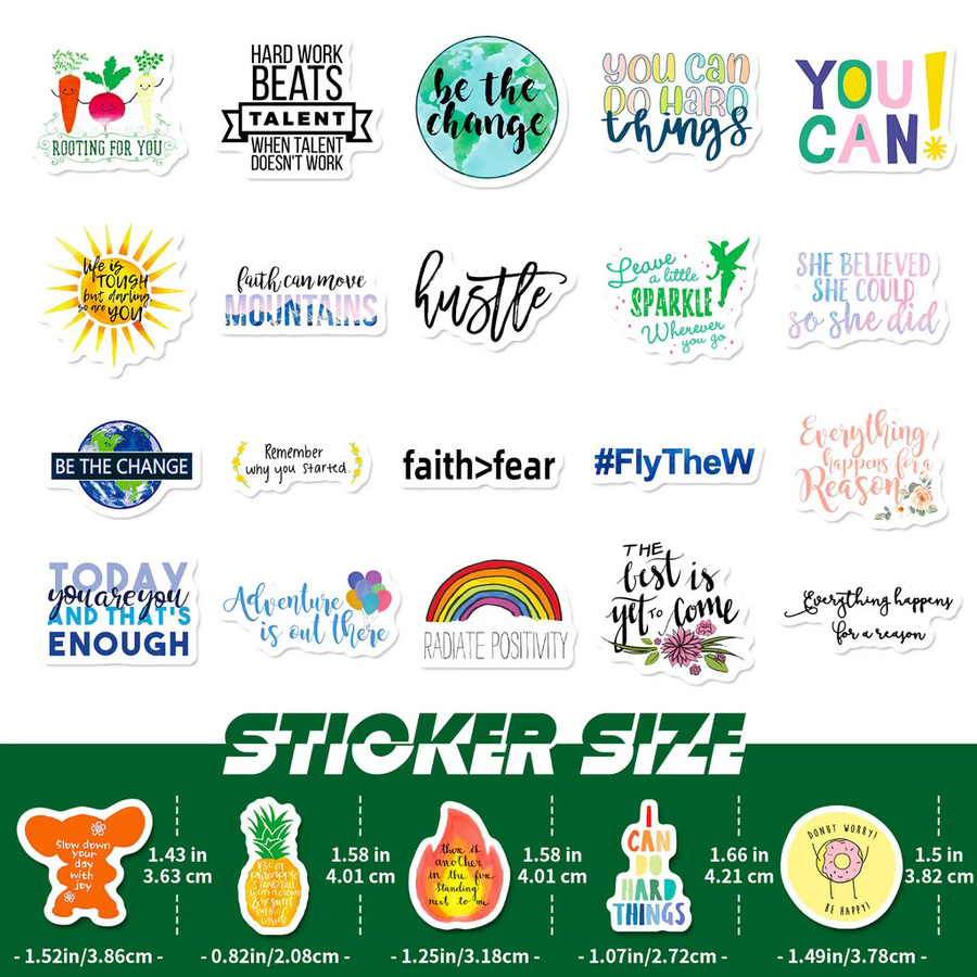 50 Stück bunte motivierende Zitat-Aufkleber von BulingBulingStickers Store für Planer und DIY-Projekte - Bild 2