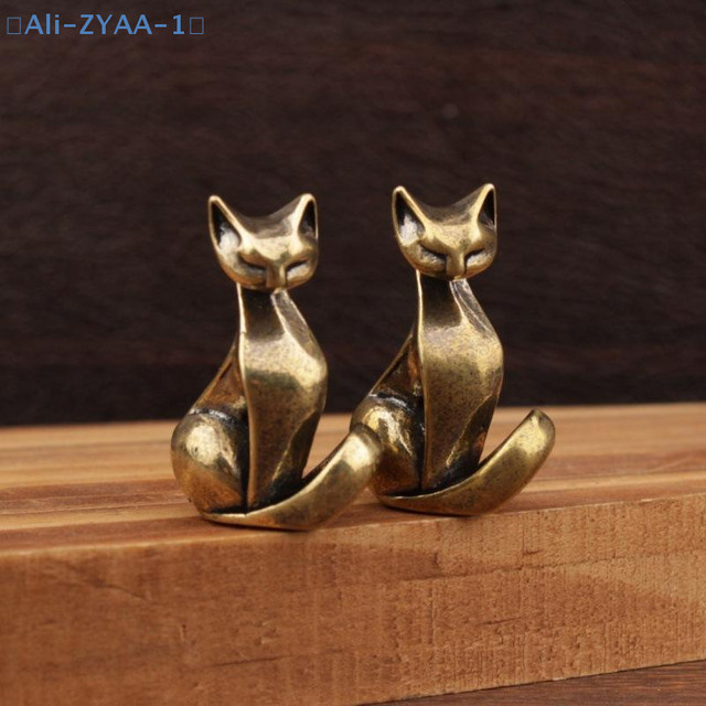 JETTING Katzenfigur aus Messing in Gold als Vintage-Skulptur für deine Schreibtisch-Dekoration - Bild 1