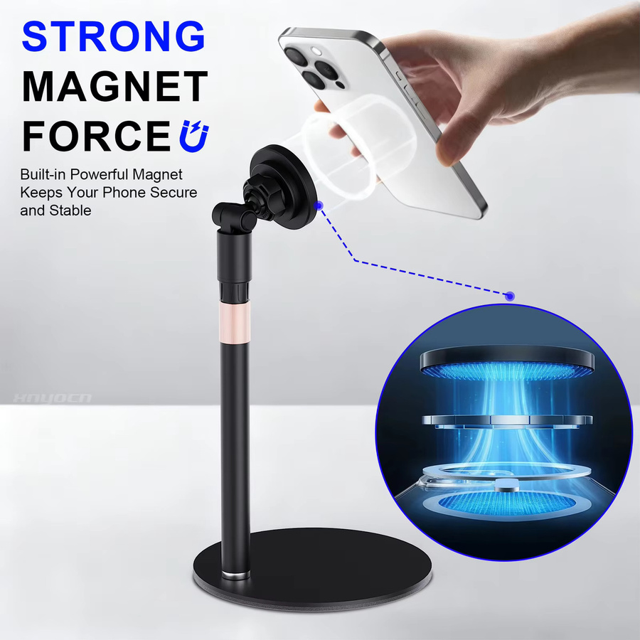 Magnetischer Desktop-Telefonständer von xnyocn in Schwarz mit 360 Grad Drehung und Höhenverstellung inklusive Bildschirmreinigungstuch - Bild 5