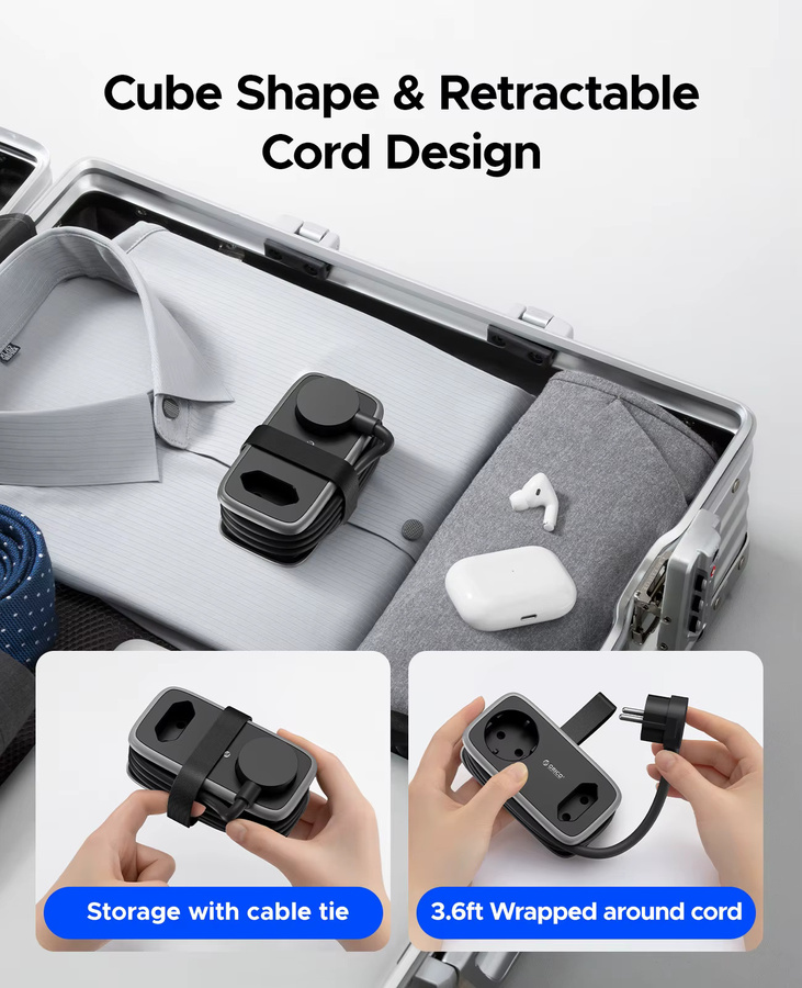 ORICO Steckdosenleiste mit 2 AC-Steckdosen und 2 USB-A Anschlüssen, 15,5 W Schnellladefunktion, Schwarz - Bild 6