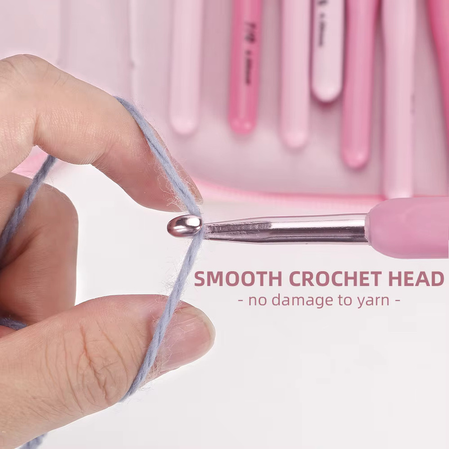 QJH Häkelnadeln Set mit Einzelkopf in Pink für DIY-Webarbeiten in verschiedenen Größen - Bild 2