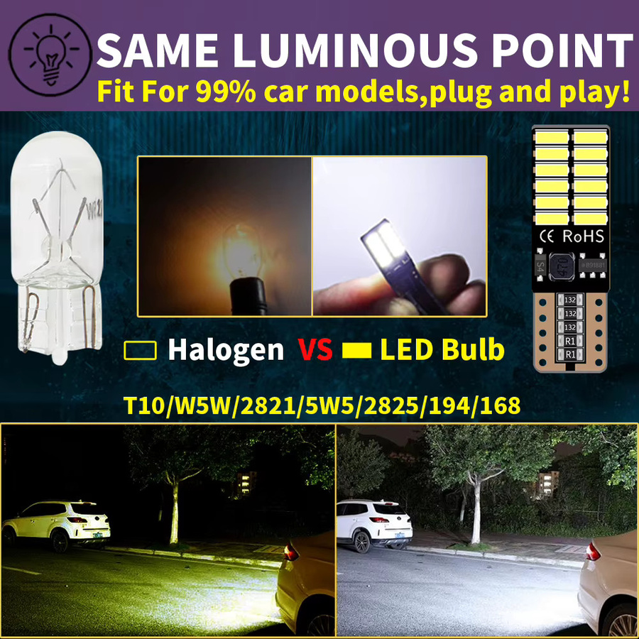 10 Stück Neallor T10 W5W LED Glühbirnen 194 168 2825 5W5 12V Canbus Fehlerfrei Superhell für Auto-Innenraumbeleuchtung und Kennzeichenleuchte in Weiß - Bild 4