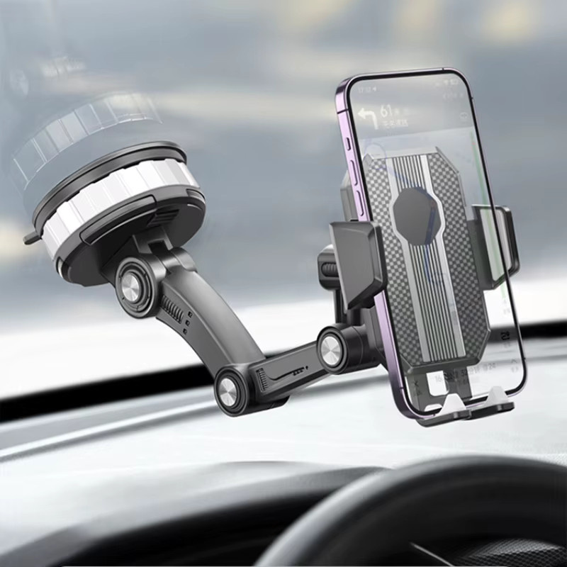 Verlängerte Autohalterung mit Saugnapf in Schwarz für GPS-Navigation und Handy, stoßfest und anti-shake - Bild 4