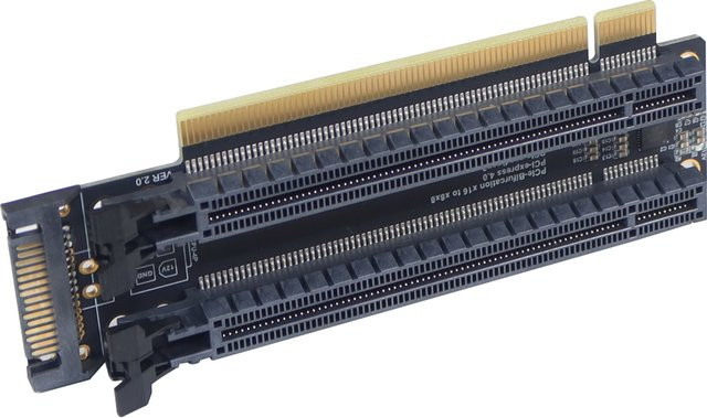 PCI-E 3.0 x16 1-zu-2 Erweiterungskarte Gen3 Split-Karte für PCIe-Bifurkation von x16 zu x8x8 in Schwarz - Bild 1