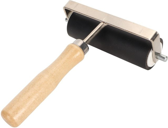 Igeteck Gummi-Brayer-Rolle mit Holzgriff und Edelstahlrahmen, Mehrfarbig - Bild 1