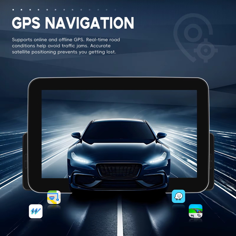 Podofo Android Autoradio mit CarPlay, 64 GB Speicher, WiFi, Bluetooth, GPS und DSP Navigation in Schwarz - Bild 3