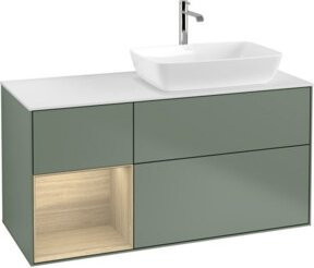V&B Waschtischunterschrank Finion mit Wandbeleuchtung, Farbe Weiß und Eiche, Breite: 120 cm, Tiefe: 50,1 cm, Höhe: 50,1 cm - Bild 1