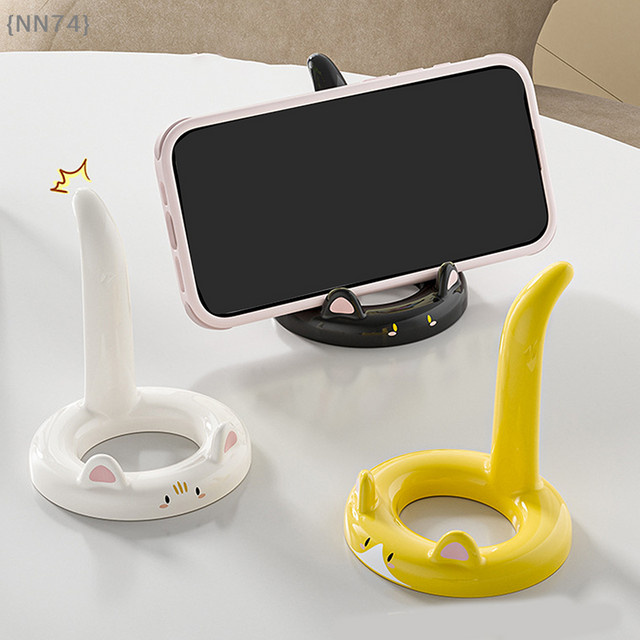 JETTING Telefonständer mit Cartoon-Katzen-Design in Weiß als dekorativer Schreibtischhalter und Organizer für Zuhause und Büro - Bild 1