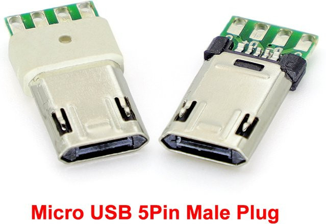 JCD Micro-USB 5-Pin Stecker mit PCB-Lötplatte, doppelseitiger Micro 5P Anschluss in Silber - Bild 1