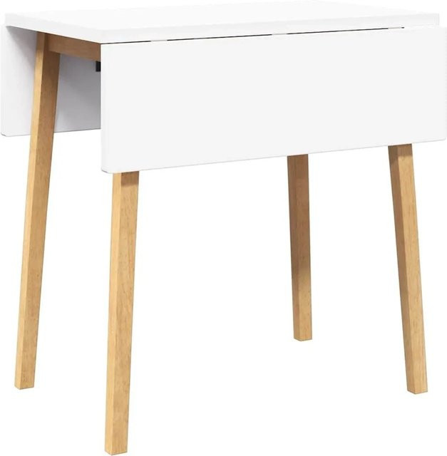 vidaXL Esstisch aus Massivholz Gummibaumholz in Weiß-Natur, modern und rechteckig, B/T/H: 120 x 75 x 75 cm - Bild 1