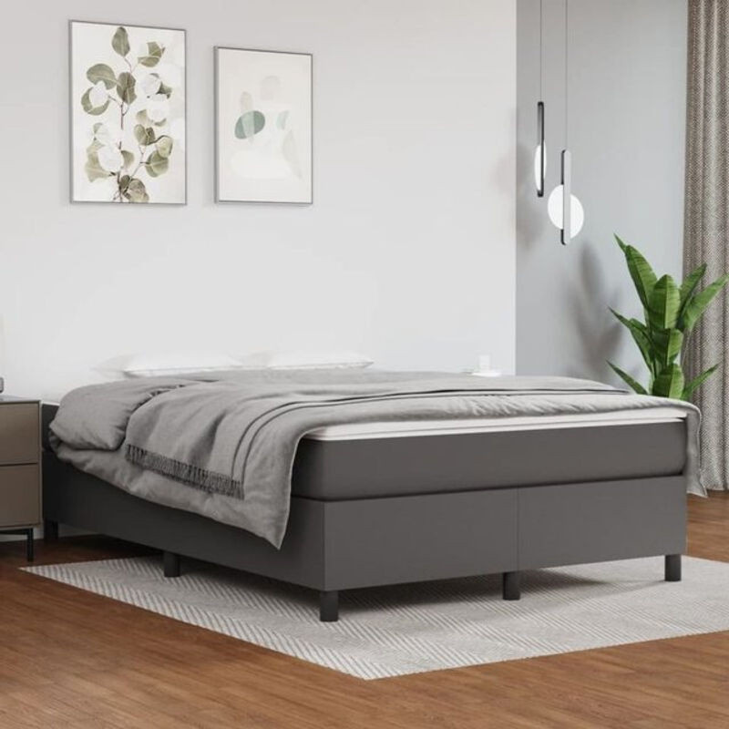 vidaxl Boxspringbett in Grau aus Kunstleder und Holzwerkstoff B/T/H: 140 x 190 cm - Bild 1
