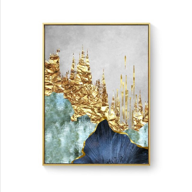 TPFLiving Leinwandbild Nordic Art Abstrakte Strukturen, B/H: 60 x 140 cm, Blau, Gold, Grau und Beige - Bild 1
