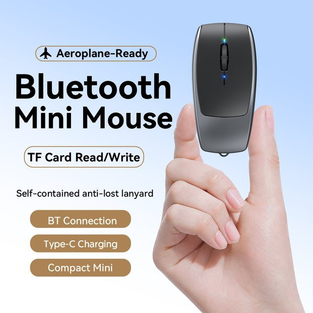 KUXM Bluetooth-Maus in Silber, wiederaufladbare Mini-Maus mit TF-Karten-Funktion für Büro und unterwegs - Bild 1