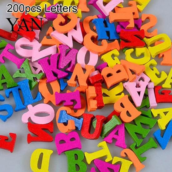 Pax 100 Stück bunte Buchstaben und Zahlen aus Holz mit flacher Rückseite für Bastelarbeiten, Mehrfarbig - Bild 1