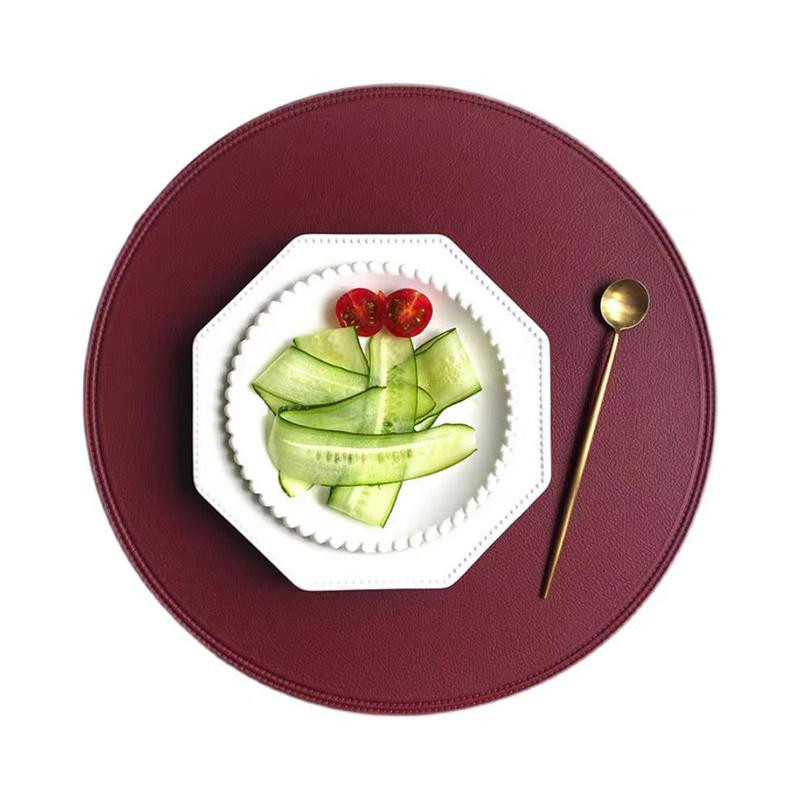 15 Stück Runde Lunchmatten aus Leder in Einfarben, Wasserfest und Ölbeständig, Moderne Essensmatten für den Haushalt - Bild 2