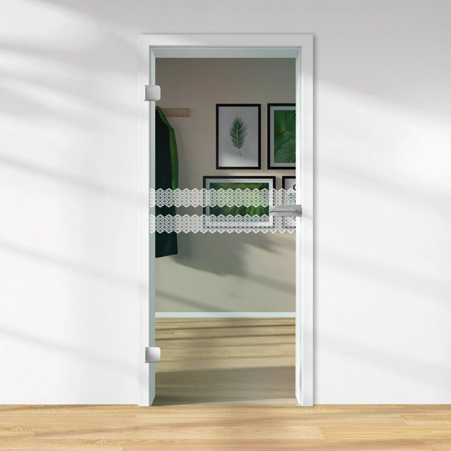 Skyscope Glasdrehtür ESG Floatglas mit Lasermattierung, DIN Links, Transparent, H x B x T: 197,2 x 83,4 x 0,8 cm - Bild 1