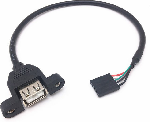 ZSDZFYLLK USB Typ A Buchse auf Dupont 5Pin 2,54mm Adapter Kabel mit Panel Mount Löchern, Schwarz, Länge: 30 cm - Bild 1