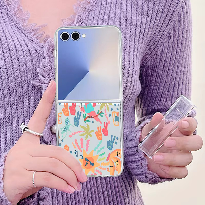 MOESOE Klare Schutzhülle mit Cartoon Meer Landschaft Muster für Samsung Galaxy Z Flip6, Transparent/Multicolor - Bild 4