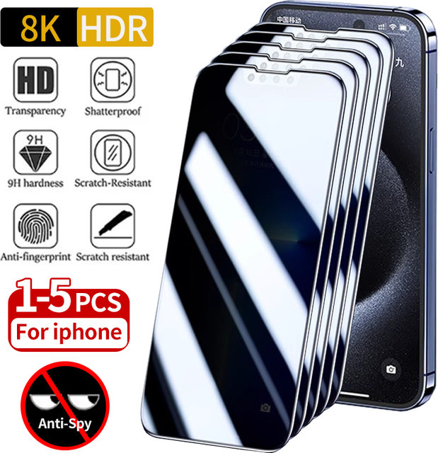 LUBIC Anti-Spy Sichtschutzfolie aus Glas für iPhone Modelle, transparent - Bild 1