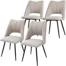 ML-Design Esszimmerstuhl 4er Set Beige mit Stoffbezug und Stahlgestell - Bild 1