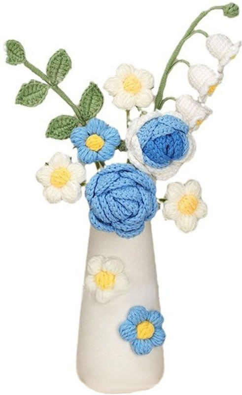 CosyHome Handgestrickte Sonnenblume als Kunstblume in Keramik mit mehrfarbigem Textil-Design - Bild 1