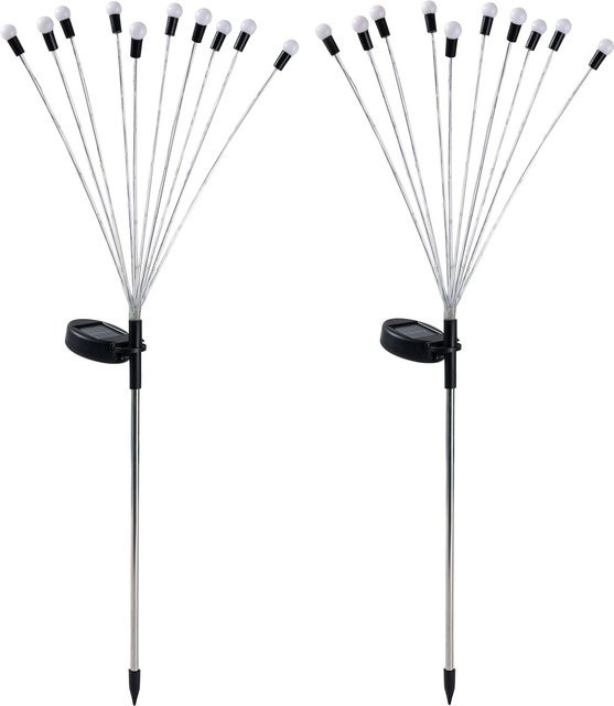 2er-Set LED-Solar-Gartenstecker Glühwürmchen von viva domo in Multicolor und Weiß - Bild 1