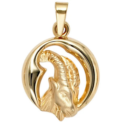 Colfem Anhänger Sternzeichen Steinbock, 375 Gelbgold, matt, Unisex - Bild 1