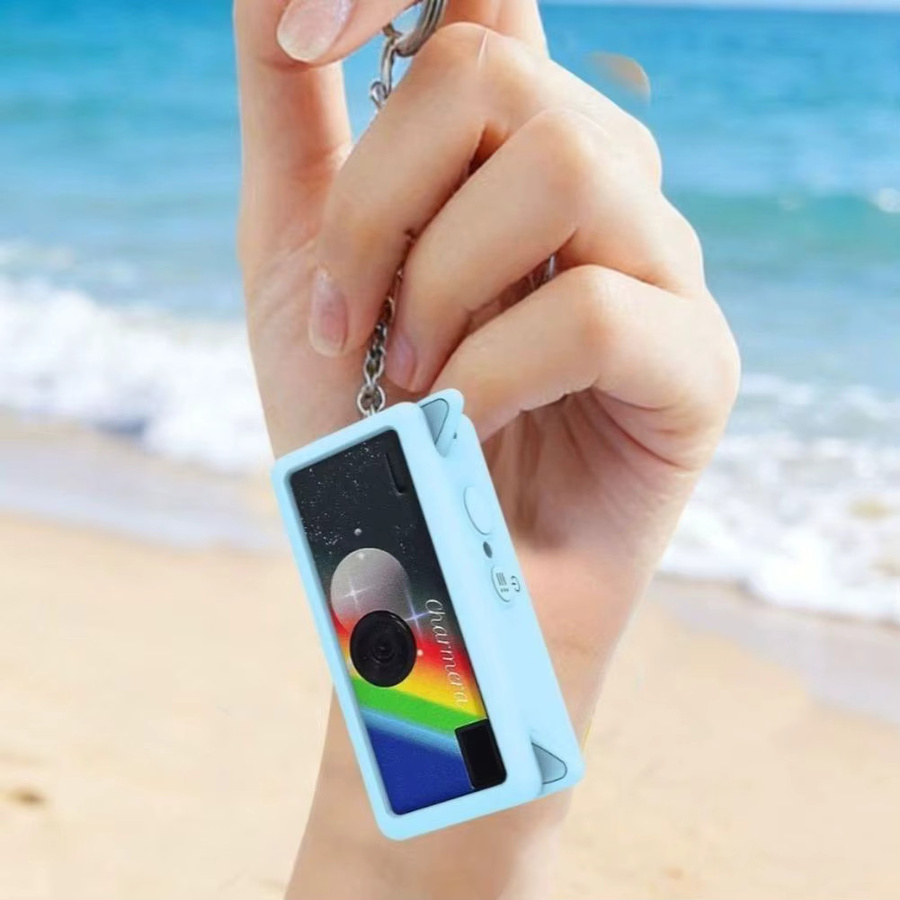 Kodak Blind Box Kamera Schutzhülle mit Schlüsselanhänger in Blau, Silikonhülle mit Katzen-Design für Kratzschutz - Bild 1
