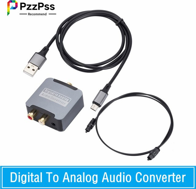 PzzPss DAC Digital-Analog-Audio-Konverter mit optischem SPDIF Toslink und Koaxial-Eingang zu RCA L/R sowie 3,5-mm-Klinke und Kopfhörerverstärker-Ausgang - Bild 1