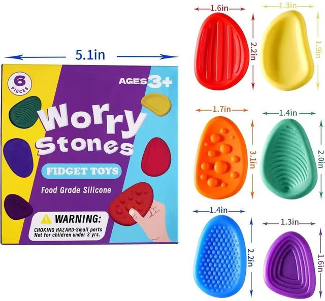 Interesting toys Sensorischer Silikonstein, strukturiert, 6er-Pack - Bild 1