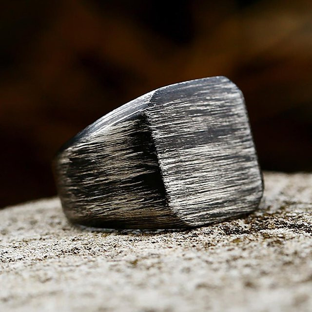 YIRAN Jewelry Ring Edelstahl, quadratisch, schwarz, Herren - Bild 1