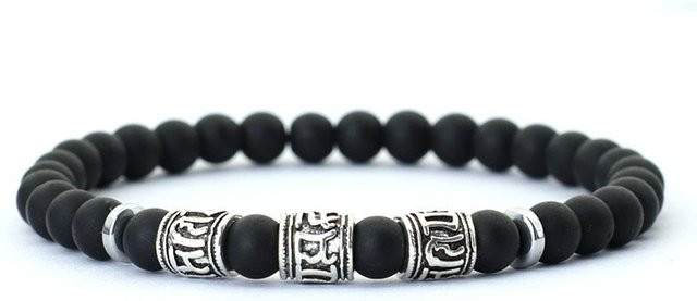 Noter Armband, Howlith, Lava, Tigeraugen, Perlen, 6 mm, Schwarz, Unisex - Bild 1