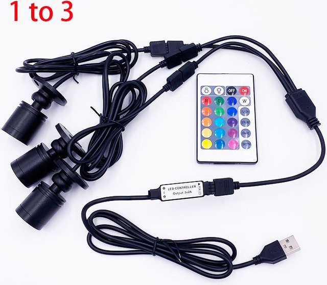 Ohlite RGB-LED-Mini-Deckenstrahler mit USB-Anschluss, dimmbar und Fernbedienung, Multicolour, Schwarz/Silber - Bild 1
