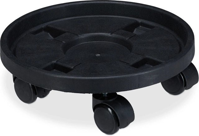 Relaxdays Pflanzenroller 2er Set aus Kunststoff in Schwarz mit Rollen für Innen- und Außenbereich, Durchmesser: 30 cm, Höhe: 9,5 cm - Bild 1