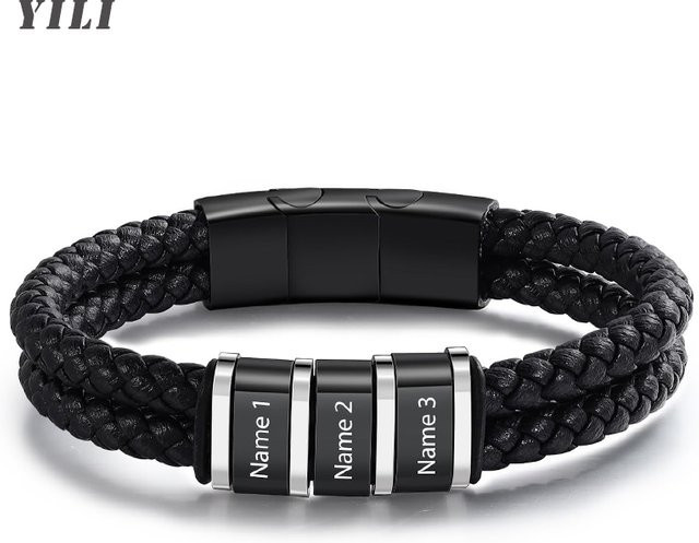 XCL Armband, geflochtenes Leder, Schwarz, Herren - Bild 1