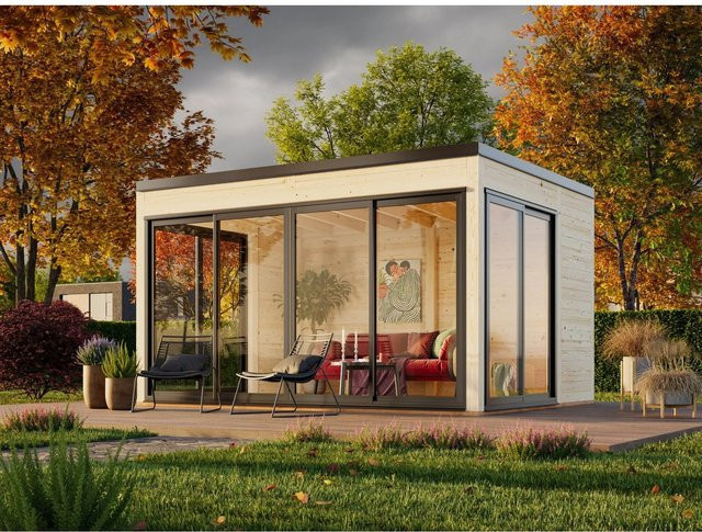 Palmako Gartenhaus Serena Slide aus Fichtenholz mit Pultdach in Natur, B x T x H: 420 x 320 x 250 cm - Bild 3