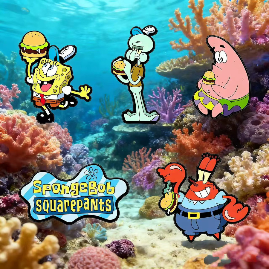 Potdemiel Schmuckset, 5 Stück SpongeBob Emaille-Broschen, Metall, Bunt - Bild 3