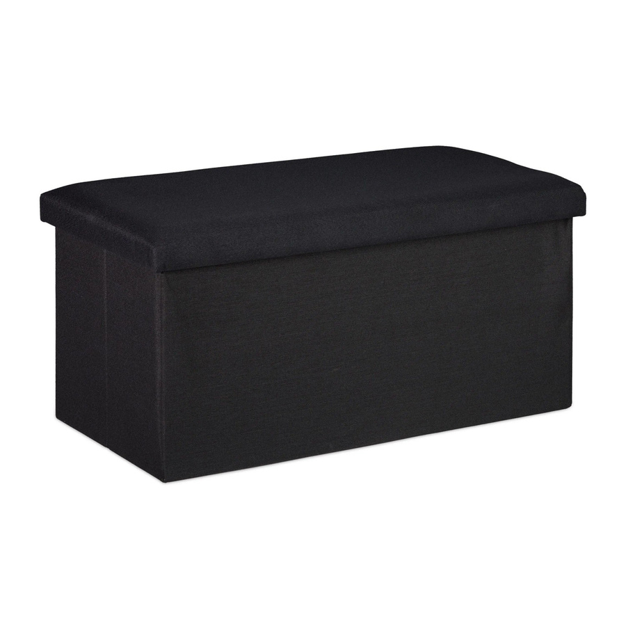 Relaxdays Sitzbank mit Stauraum in Schwarz, faltbar, Leinen-Optik aus Polyester und MDF, B/T/H: 76,5 x 38 x 38,5 cm - Bild 2