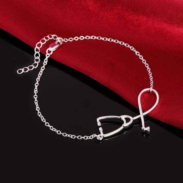 Wucifang Jewelry Armband 925 Silber, Arzt Stethoskop, Damen, 20 cm - Bild 1