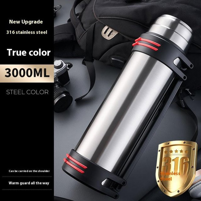 Bestbags Thermosflasche aus Edelstahl in Schwarz und Silber mit 4000 ml Fassungsvermögen für Outdoor und Sport - Bild 1