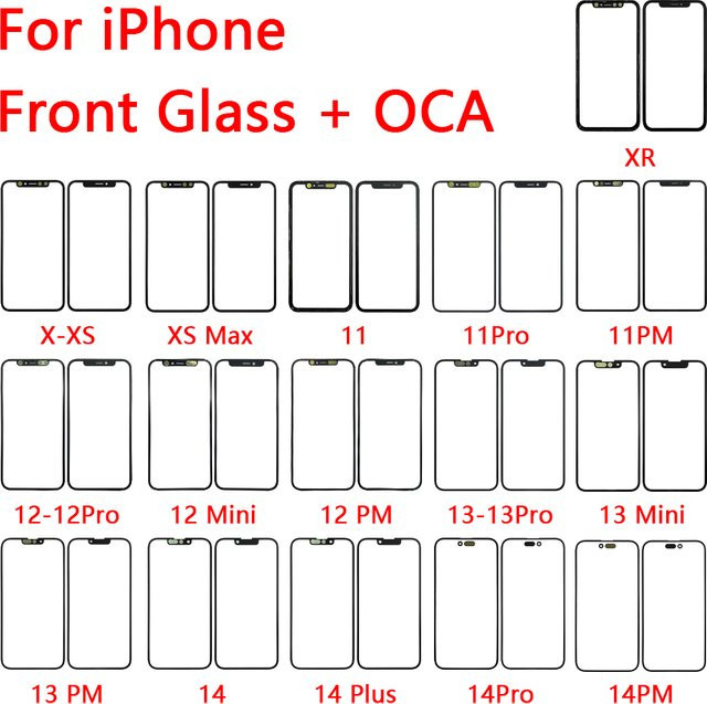 Apple Ersatz-Touchscreen-Außenglas mit OCA für iPhone 11, 12, 13 Pro, X, XS, XS Max und Mini in Transparent - Bild 1