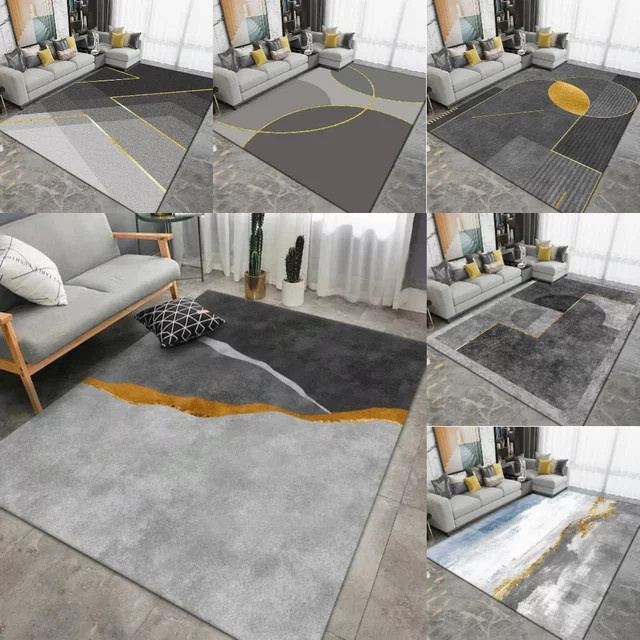 Nordischer geometrischer Teppich in Grau für Wohnzimmer, Schlafzimmer, Büro und Küche - Bild 1