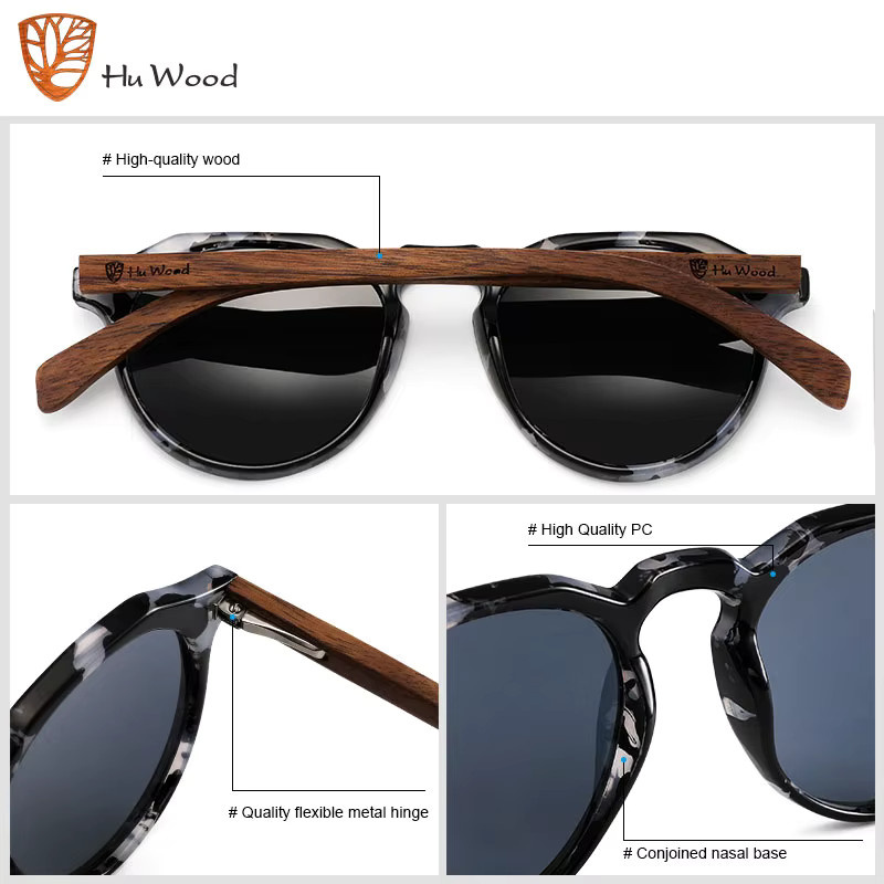 HU HOLZ GR8048 Sonnenbrille, Vollrand, Round, Unisex, polarisiert - Bild 4