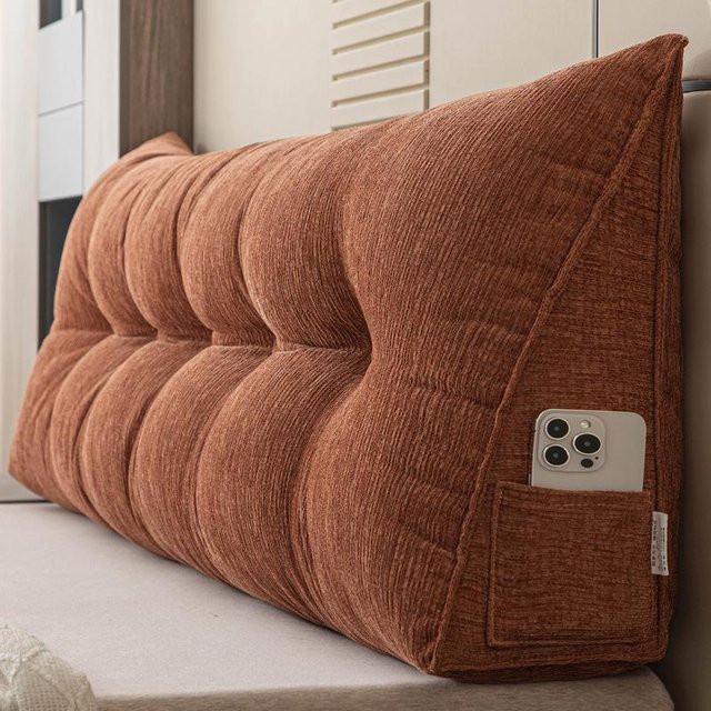 HomeHarmony Dreieckiges Kopfteilkissen in Braun mit weicher Polsterung und Lendenwirbelstütze, B/T/H: 60 x 50 x 20 cm - Bild 1