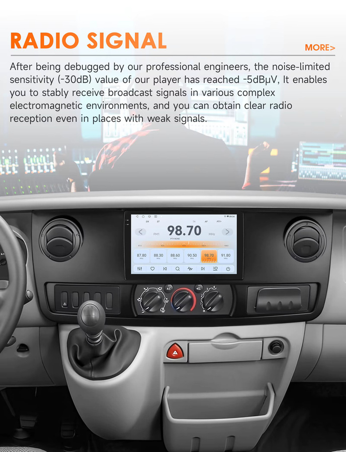 OSSURET Android 14 Autoradio für RENAULT MASTER 2003-2011 mit 10,1 Zoll Display, Qualcomm Snapdragon 6115 Octa-Core, GPS-Navigation, Bluetooth, Wireless Carplay und Android Auto, Schwarz - Bild 4