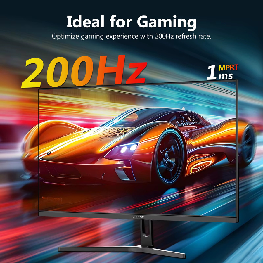 Z-EDGE 32 Zoll Gaming-Monitor mit 200Hz, 2K QHD Auflösung, IPS-Panel, 1ms MPRT, HDR10 und Freesync in Schwarz - Bild 2