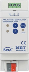 MDT technologies Schaltaktor 2-fach 2TE REG, 16A, 230VAC, AKK-0216.03 - Bild 1