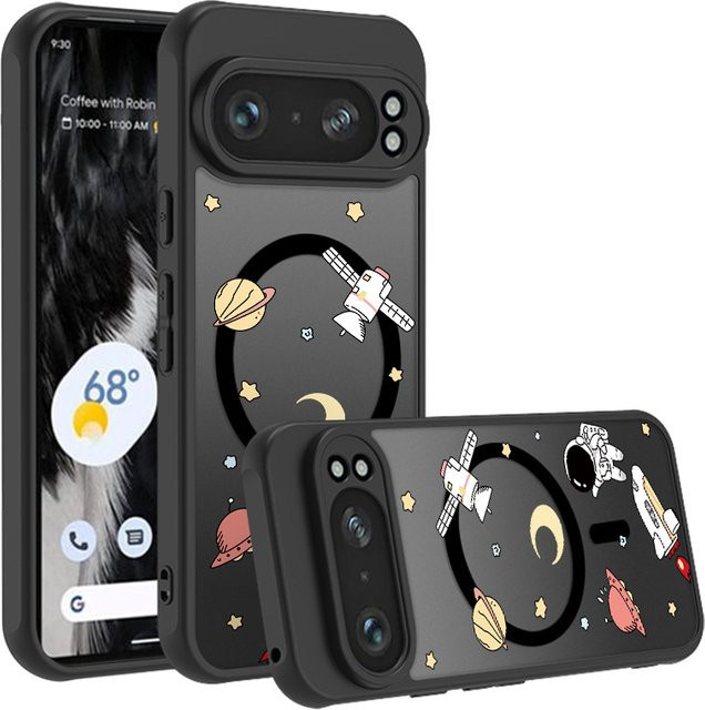 Magnetische TPU-Hybrid-Schutzhülle mit Astronauten-Muster für Google Pixel 8 Pro in Schwarz - Bild 1