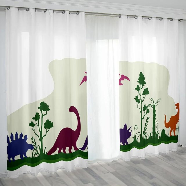YTO scarf Verdunkelungsvorhang für Kinder mit 3D Dinosaurier-Tierprint, Mehrfarbig, Breite: 85 cm, Höhe: 200 cm - Bild 1