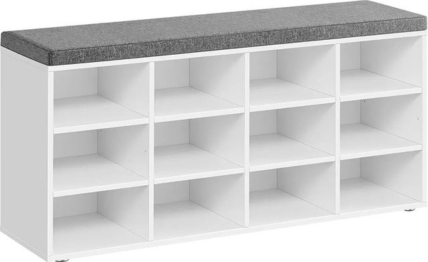 Vasagle Schuhbank mit Leinenimitat in Weiß-Grau, B/T/H: 104 x 30,3 x 48 cm